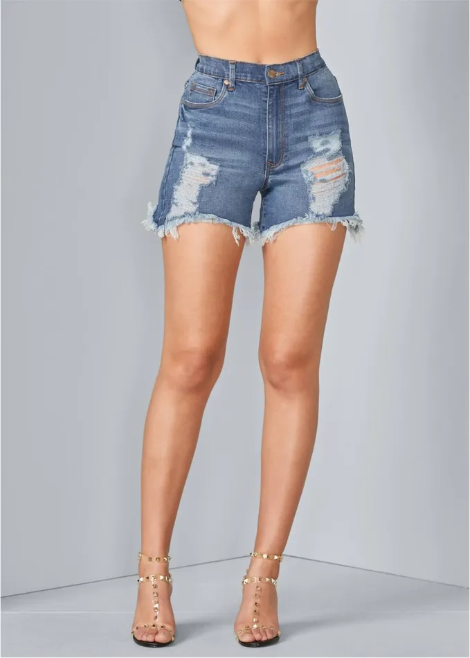 DISTRESSED JEAN SHORTS Medium Wash Women VENUS Shorts
