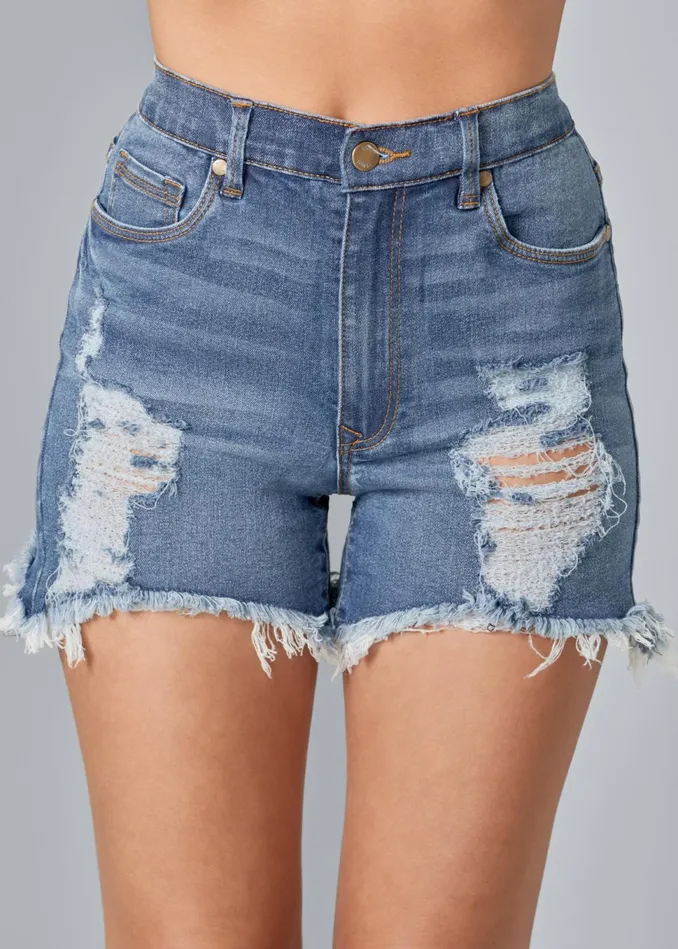 DISTRESSED JEAN SHORTS Medium Wash Women VENUS Shorts