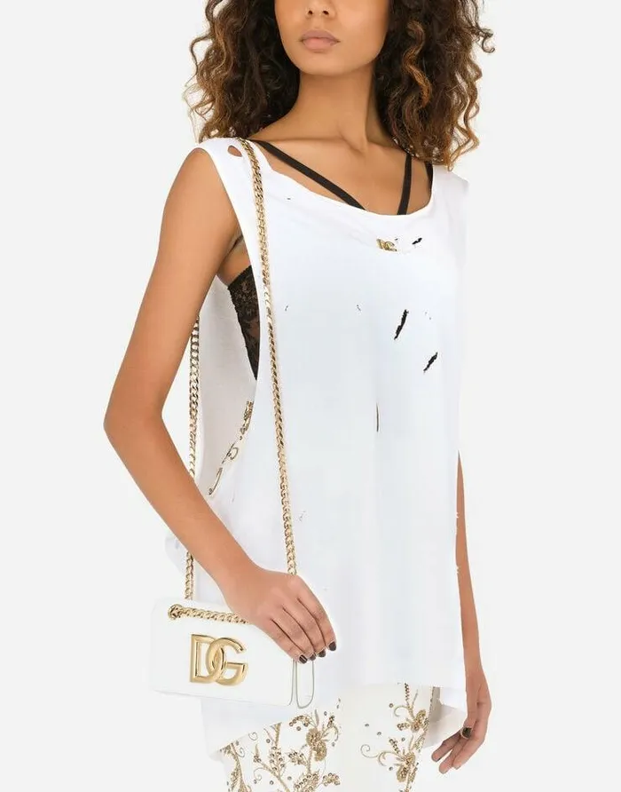 Dolce and Gabbana 35 Women Polished Calfskin 35 Phone Bag White Dolce and Gabbana 35 Women Polished Calfskin 35 Phone Bag White