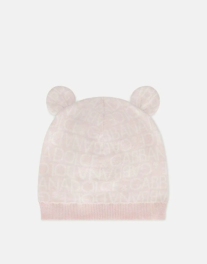 Dolce and Gabbana Accessories And Baby Carriers Children Knit Hat With Jacquard Logo And Ears Multicolor Dolce and Gabbana Accessories And Baby Carriers Children Knit Hat With Jacquard Logo And Ears Multicolor