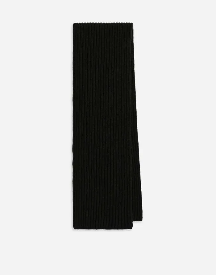 Dolce and Gabbana Accessories Children Fishermans Rib Knit Scarf With Logo Embroidery Black Dolce and Gabbana Accessories Children Fishermans Rib Knit Scarf With Logo Embroidery Black