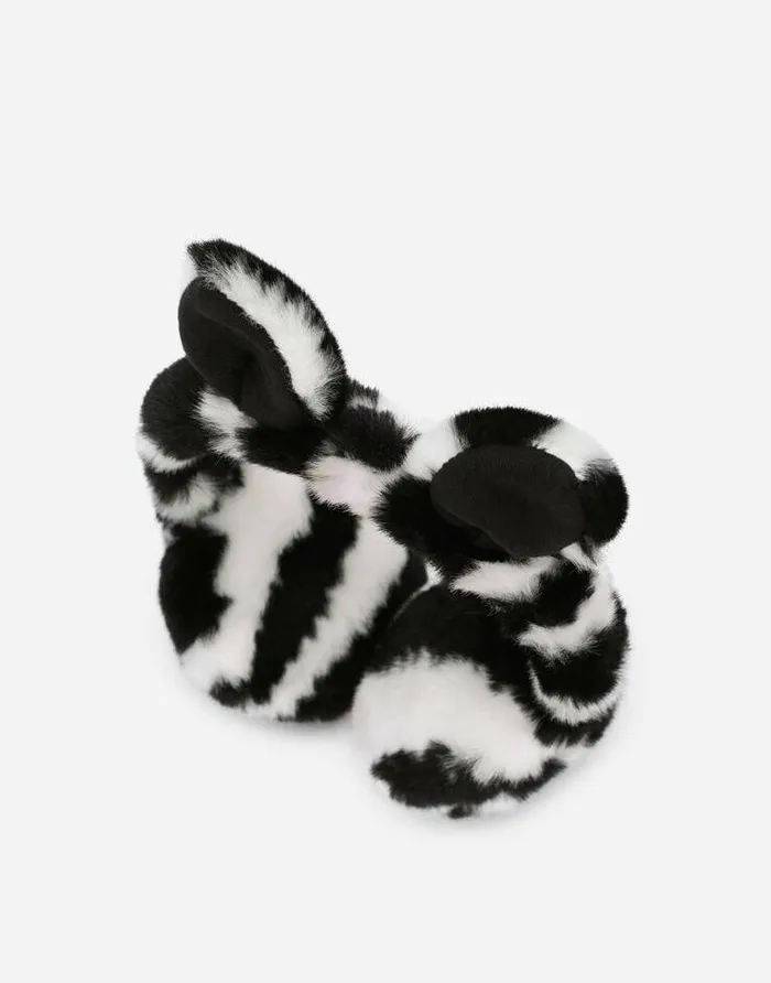 Dolce and Gabbana Accessories Children Zebradesign Faux Fur Earmuffs Multicolor Dolce and Gabbana Accessories Children Zebradesign Faux Fur Earmuffs Multicolor