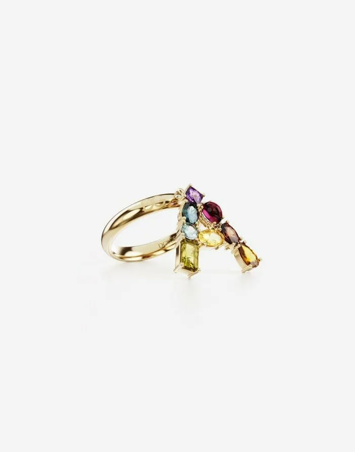 Dolce and Gabbana Alphabet Collection Women Rainbow Alphabet A Ring In Yellow Gold With Multicolor Fine Gems Gold Dolce and Gabbana Alphabet Collection Women Rainbow Alphabet A Ring In Yellow Gold With Multicolor Fine Gems Gold
