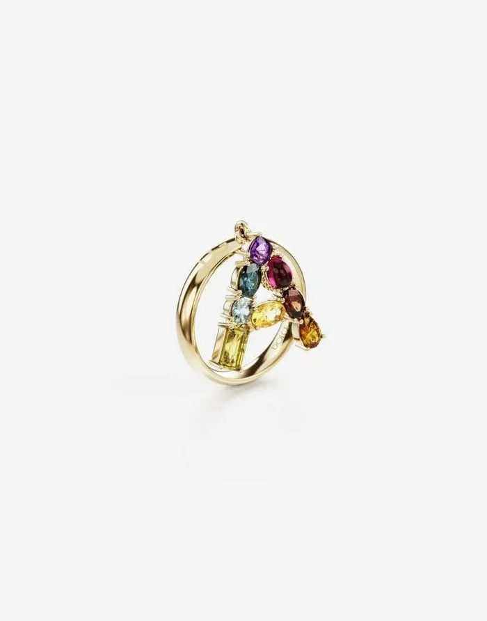 Dolce and Gabbana Alphabet Collection Women Rainbow Alphabet A Ring In Yellow Gold With Multicolor Fine Gems Gold Dolce and Gabbana Alphabet Collection Women Rainbow Alphabet A Ring In Yellow Gold With Multicolor Fine Gems Gold