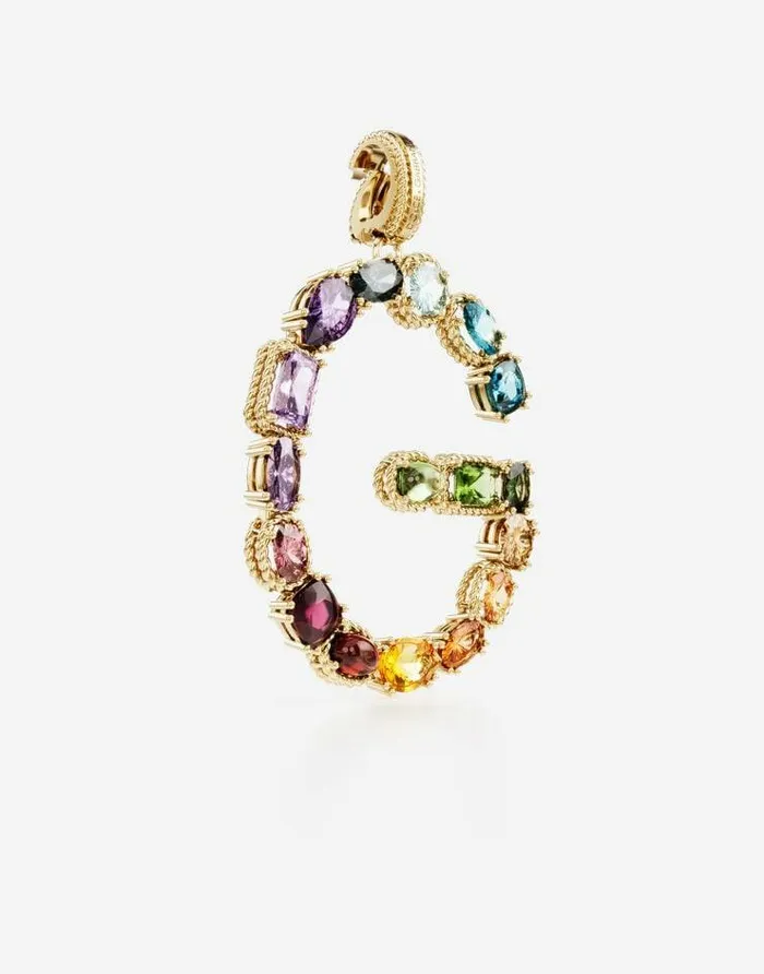 Dolce and Gabbana Alphabet Collection Women Rainbow Alphabet G 18 Kt Yellow Gold Charm With Multicolor Fine Gems Gold Dolce and Gabbana Alphabet Collection Women Rainbow Alphabet G 18 Kt Yellow Gold Charm With Multicolor Fine Gems Gold