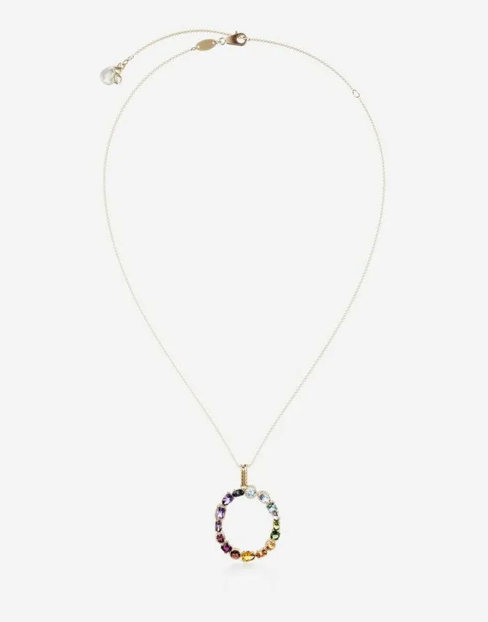Dolce and Gabbana Alphabet Collection Women Rainbow Alphabet O Pendant In Yellow Gold With Multicolor Fine Gems Gold Dolce and Gabbana Alphabet Collection Women Rainbow Alphabet O Pendant In Yellow Gold With Multicolor Fine Gems Gold