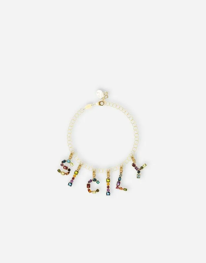 Dolce and Gabbana Alphabet Collection Women Rainbow Alphabet Q 18 Kt Yellow Gold Charm With Multicolor Fine Gems Gold Dolce and Gabbana Alphabet Collection Women Rainbow Alphabet Q 18 Kt Yellow Gold Charm With Multicolor Fine Gems Gold