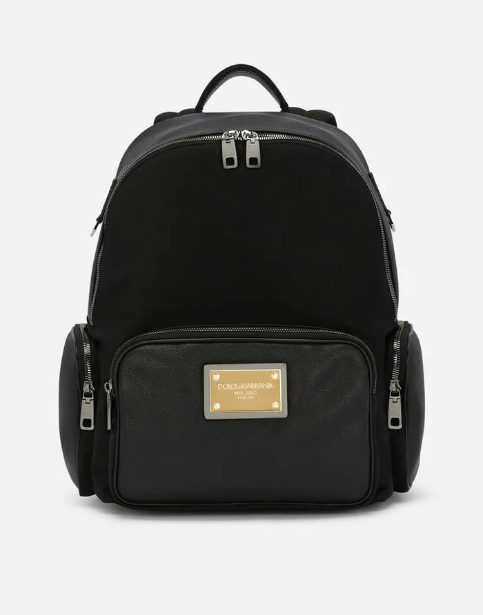 Dolce and Gabbana Backpacks And Fanny Packs Men Nylon And Grainy Calfskin Backpack Black Dolce and Gabbana Backpacks And Fanny Packs Men Nylon And Grainy Calfskin Backpack Black