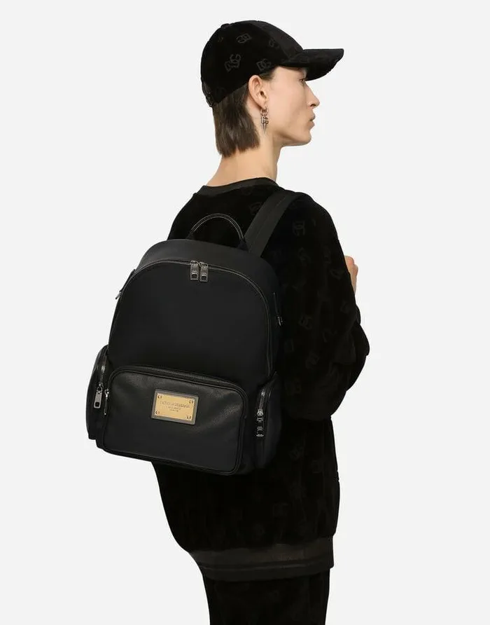Dolce and Gabbana Backpacks And Fanny Packs Men Nylon And Grainy Calfskin Backpack Black Dolce and Gabbana Backpacks And Fanny Packs Men Nylon And Grainy Calfskin Backpack Black