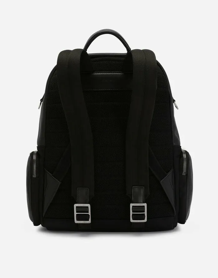 Dolce and Gabbana Backpacks And Fanny Packs Men Nylon And Grainy Calfskin Backpack Black Dolce and Gabbana Backpacks And Fanny Packs Men Nylon And Grainy Calfskin Backpack Black