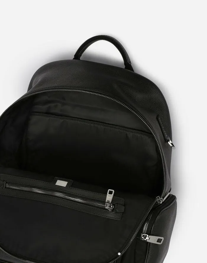 Dolce and Gabbana Backpacks And Fanny Packs Men Nylon And Grainy Calfskin Backpack Black Dolce and Gabbana Backpacks And Fanny Packs Men Nylon And Grainy Calfskin Backpack Black