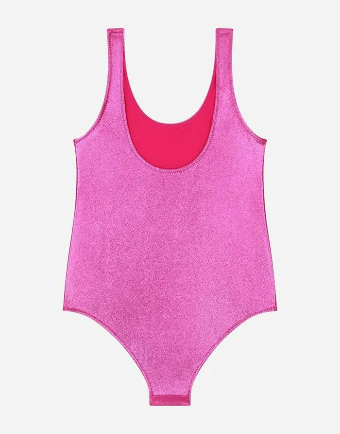 Dolce and Gabbana Beachwear Children Onepiece Swimsuit With DG Logo Pink Dolce and Gabbana Beachwear Children Onepiece Swimsuit With DG Logo Pink