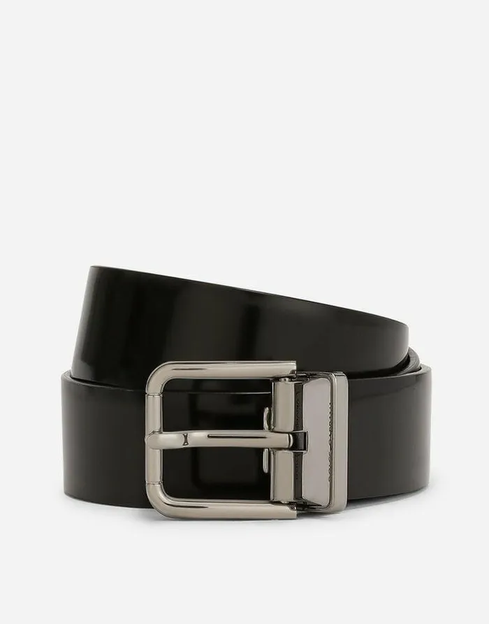 Dolce and Gabbana Belts Men Brushed Calfskin Belt Black