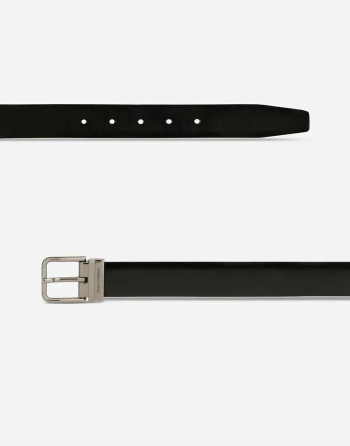 Dolce and Gabbana Belts Men Brushed Calfskin Belt Black