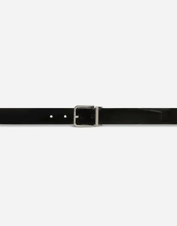 Dolce and Gabbana Belts Men Brushed Calfskin Belt Black
