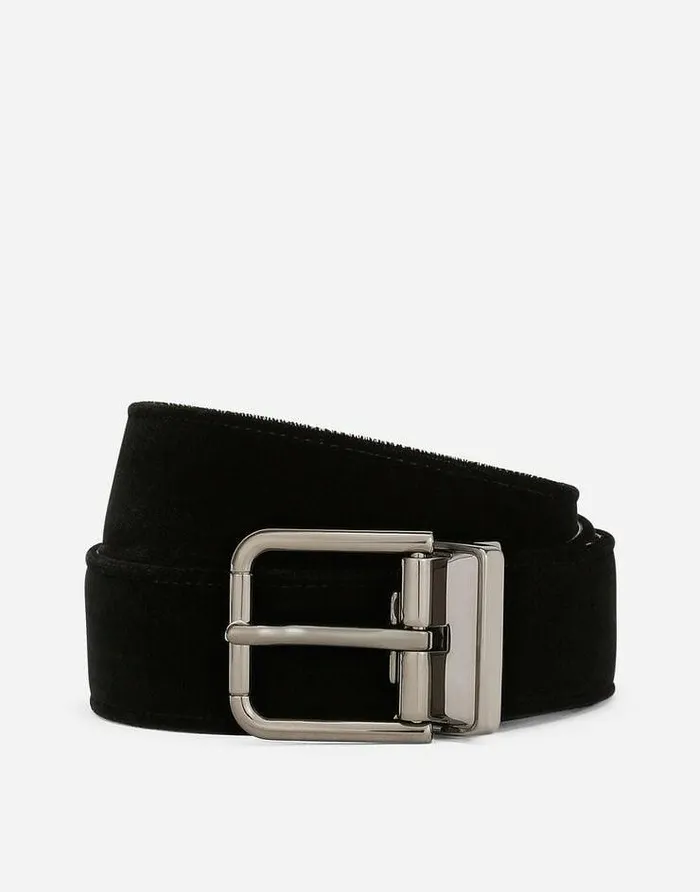 Dolce and Gabbana Belts Men Cotton Velvet Belt Black