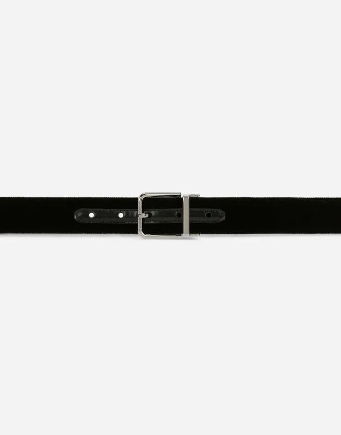 Dolce and Gabbana Belts Men Cotton Velvet Belt Black Dolce and Gabbana Belts Men Cotton Velvet Belt Black