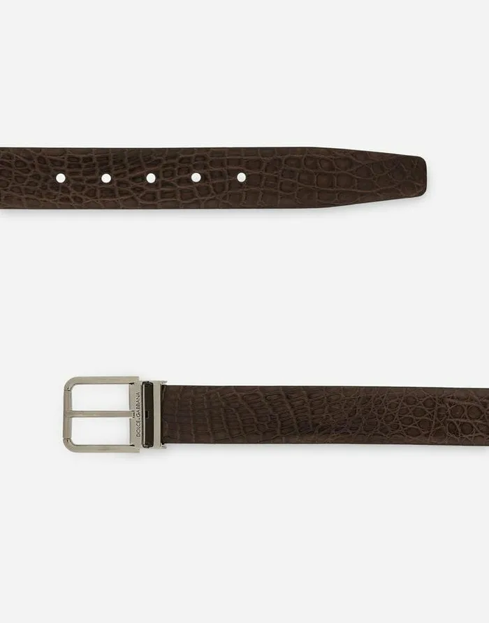 Dolce and Gabbana Belts Men Crocodile Nappa Belt Brown Dolce and Gabbana Belts Men Crocodile Nappa Belt Brown