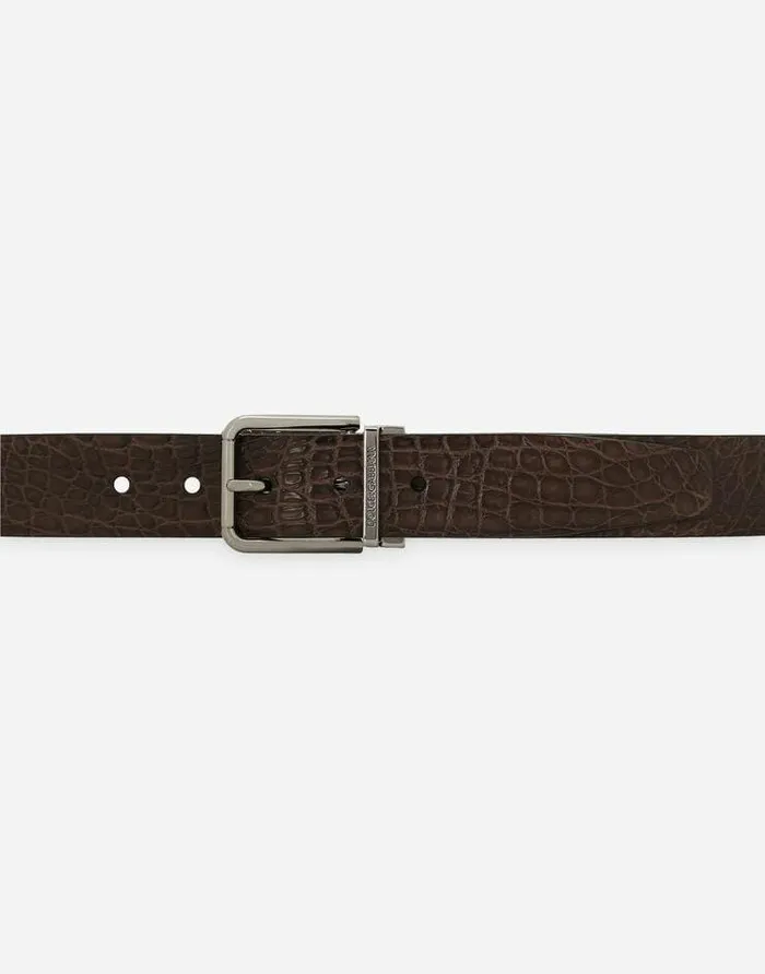 Dolce and Gabbana Belts Men Crocodile Nappa Belt Brown Dolce and Gabbana Belts Men Crocodile Nappa Belt Brown