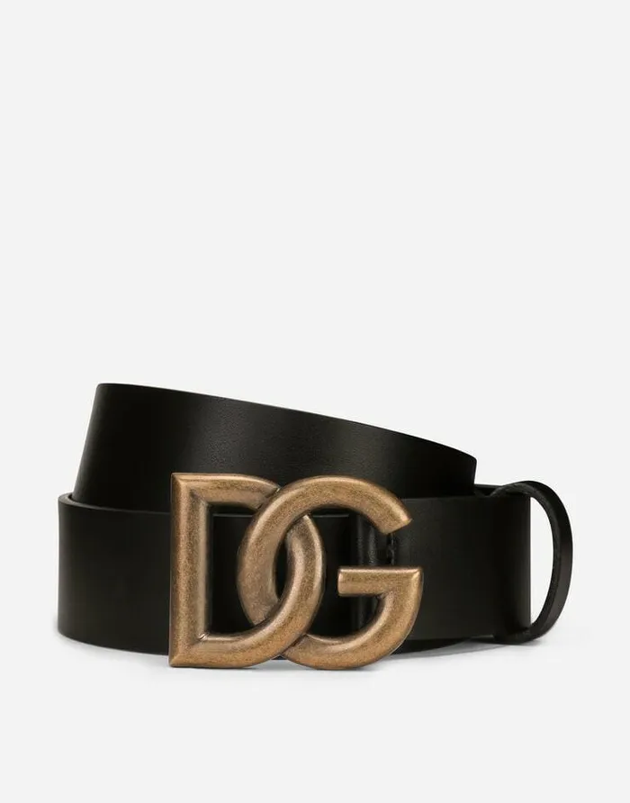 Dolce and Gabbana Belts Men Lux Leather Belt With Crossover DG Logo Buckle Black Dolce and Gabbana Belts Men Lux Leather Belt With Crossover DG Logo Buckle Black
