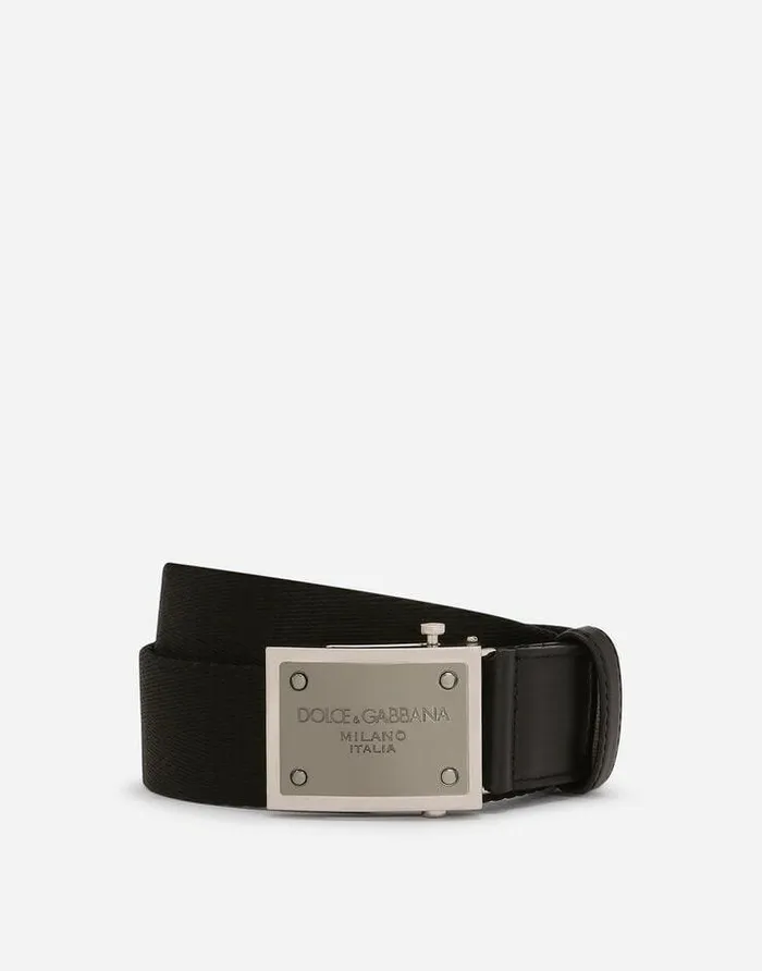 Dolce and Gabbana Belts Men Tape Belt With Branded Tag Black
