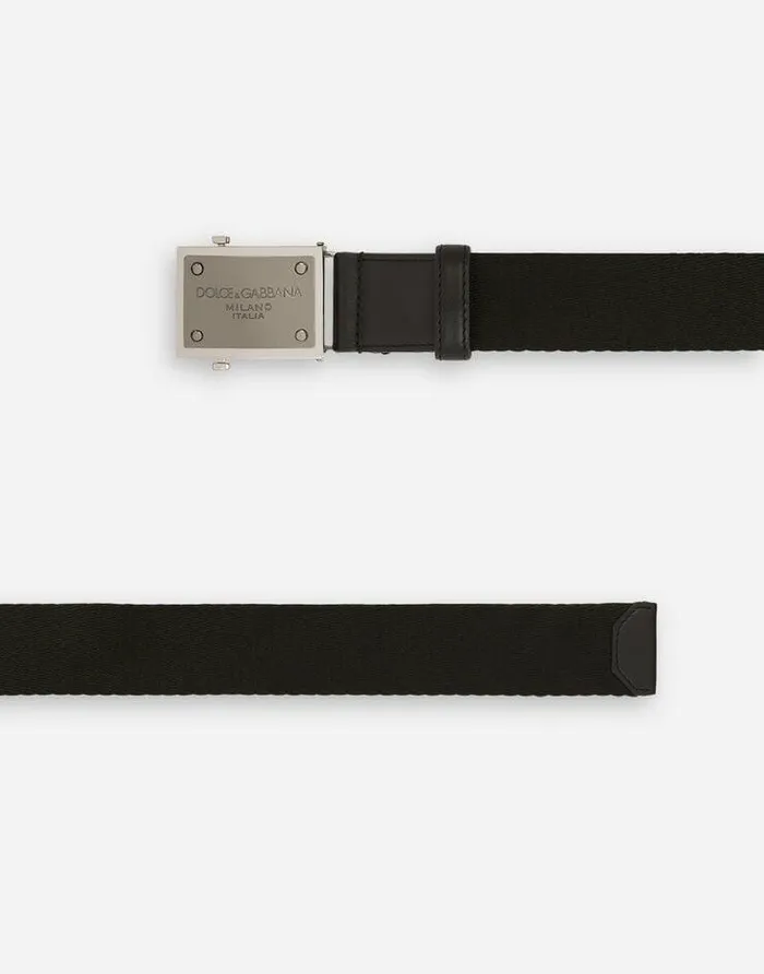 Dolce and Gabbana Belts Men Tape Belt With Branded Tag Black Dolce and Gabbana Belts Men Tape Belt With Branded Tag Black