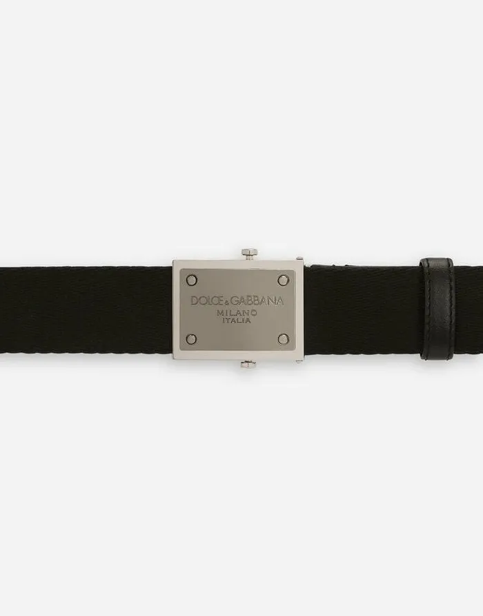 Dolce and Gabbana Belts Men Tape Belt With Branded Tag Black Dolce and Gabbana Belts Men Tape Belt With Branded Tag Black