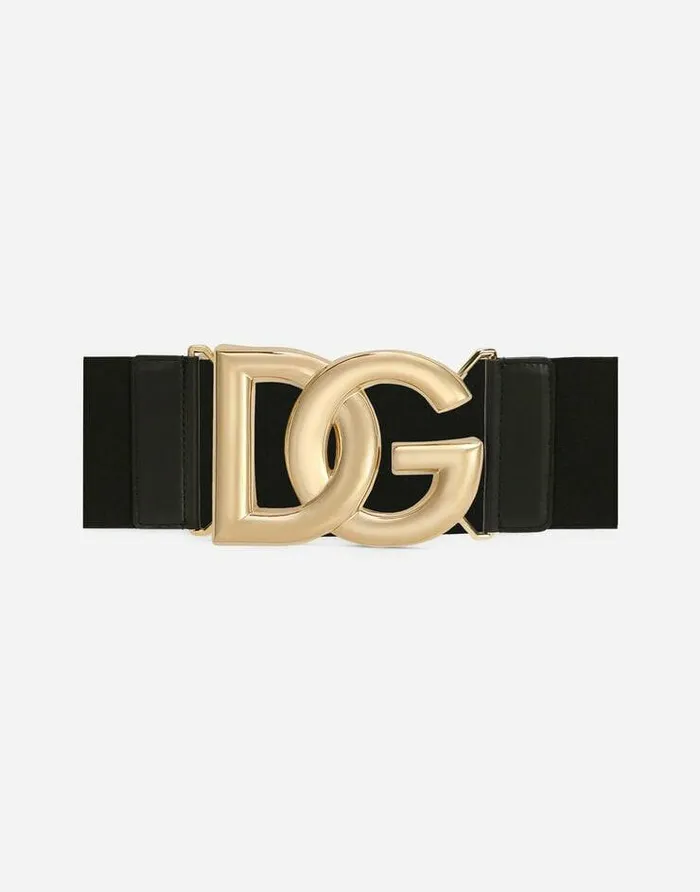 Dolce and Gabbana Belts Women Stretch Band Belt With Crossover DG Logo Buckle Black Dolce and Gabbana Belts Women Stretch Band Belt With Crossover DG Logo Buckle Black