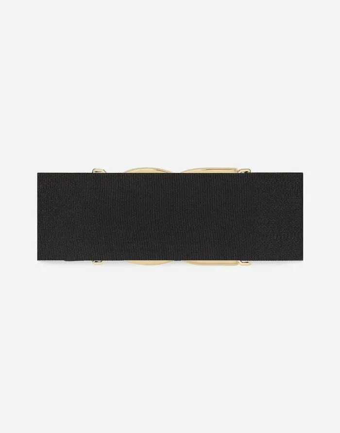 Dolce and Gabbana Belts Women Stretch Band Belt With Crossover DG Logo Buckle Black Dolce and Gabbana Belts Women Stretch Band Belt With Crossover DG Logo Buckle Black