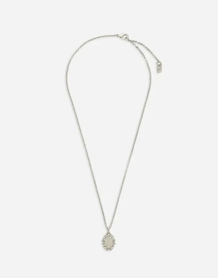 Dolce and Gabbana Bijoux Men Pendant Necklace With Crystals Silver