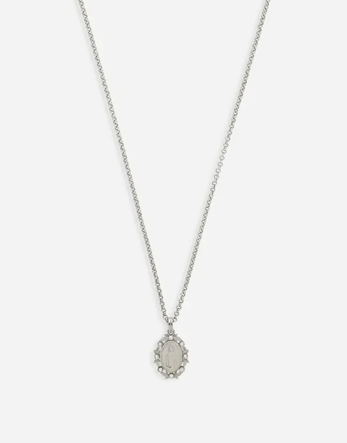 Dolce and Gabbana Bijoux Men Pendant Necklace With Crystals Silver