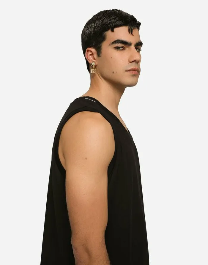 Dolce and Gabbana Bijoux Men Single Earring With DG Logo Gold