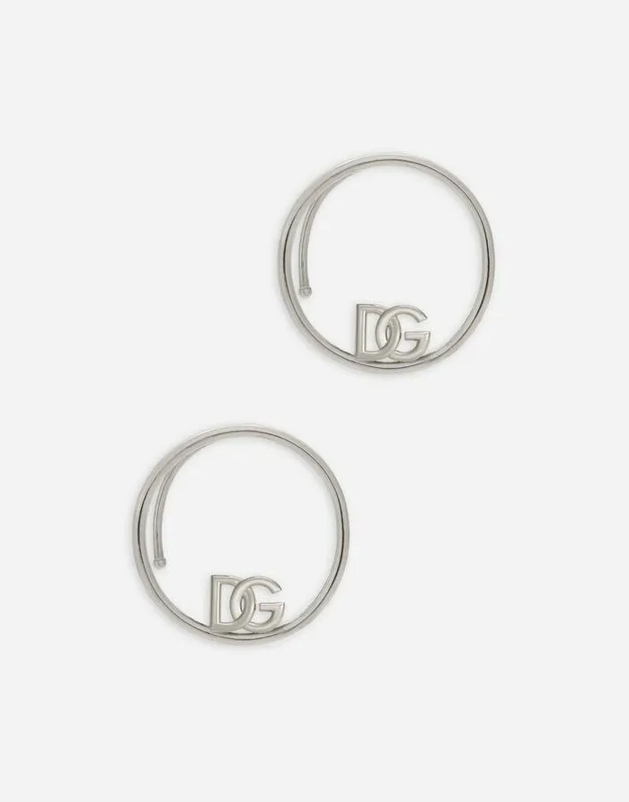 Dolce and Gabbana Bijoux Women Ear Cuff Earrings With DG Logo Silver