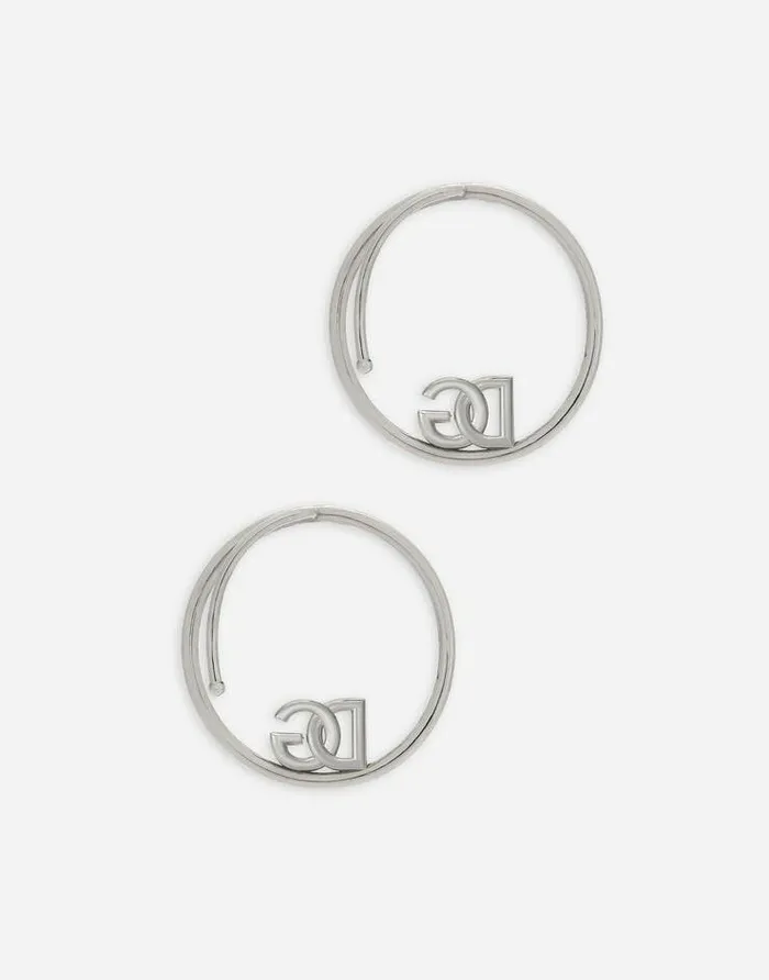 Dolce and Gabbana Bijoux Women Ear Cuff Earrings With DG Logo Silver