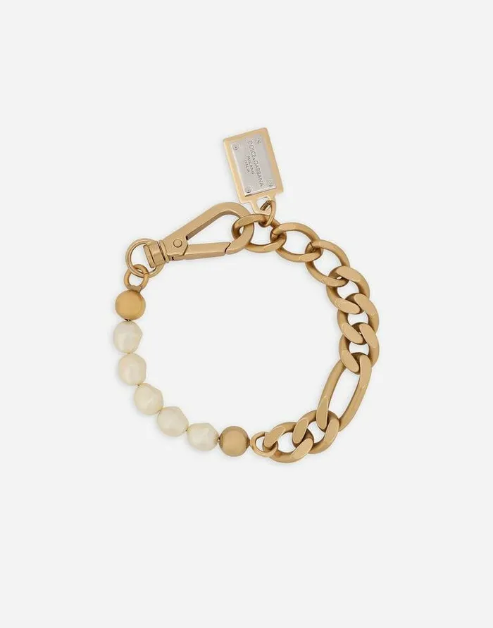 Dolce and Gabbana Bijoux Women Link Bracelet With Pearls Gold