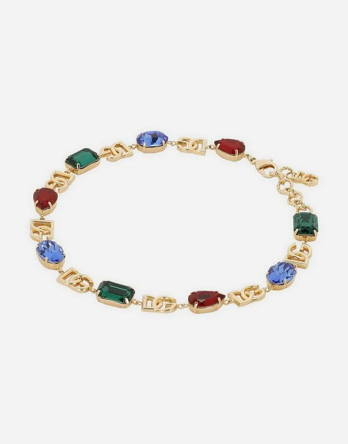 Dolce and Gabbana Bijoux Women Necklace With DG Logo And Multicolored Crystals Multicolor Dolce and Gabbana Bijoux Women Necklace With DG Logo And Multicolored Crystals Multicolor