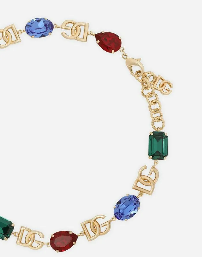 Dolce and Gabbana Bijoux Women Necklace With DG Logo And Multicolored Crystals Multicolor Dolce and Gabbana Bijoux Women Necklace With DG Logo And Multicolored Crystals Multicolor