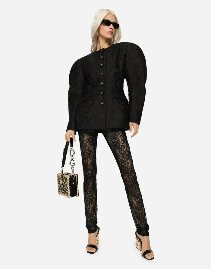 Dolce and Gabbana Blazers Women Floral Ramage Jacquard Jacket Black