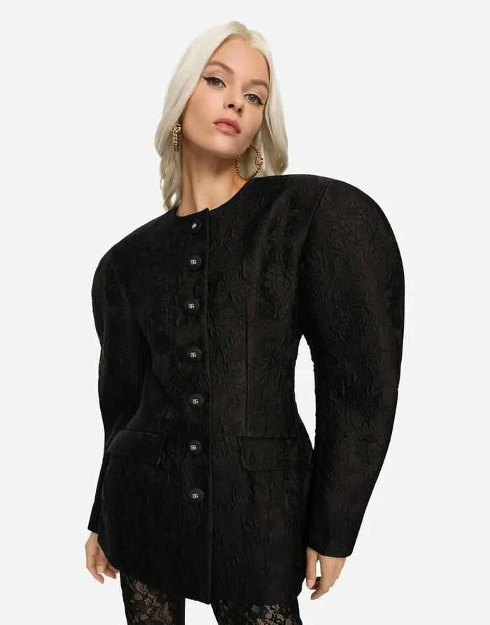 Dolce and Gabbana Blazers Women Floral Ramage Jacquard Jacket Black