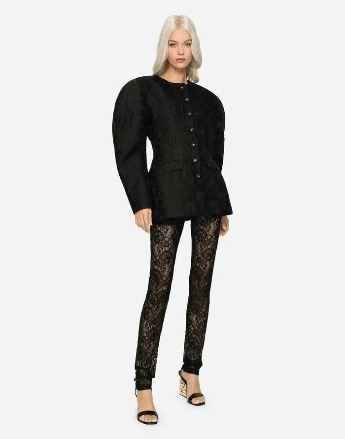 Dolce and Gabbana Blazers Women Floral Ramage Jacquard Jacket Black
