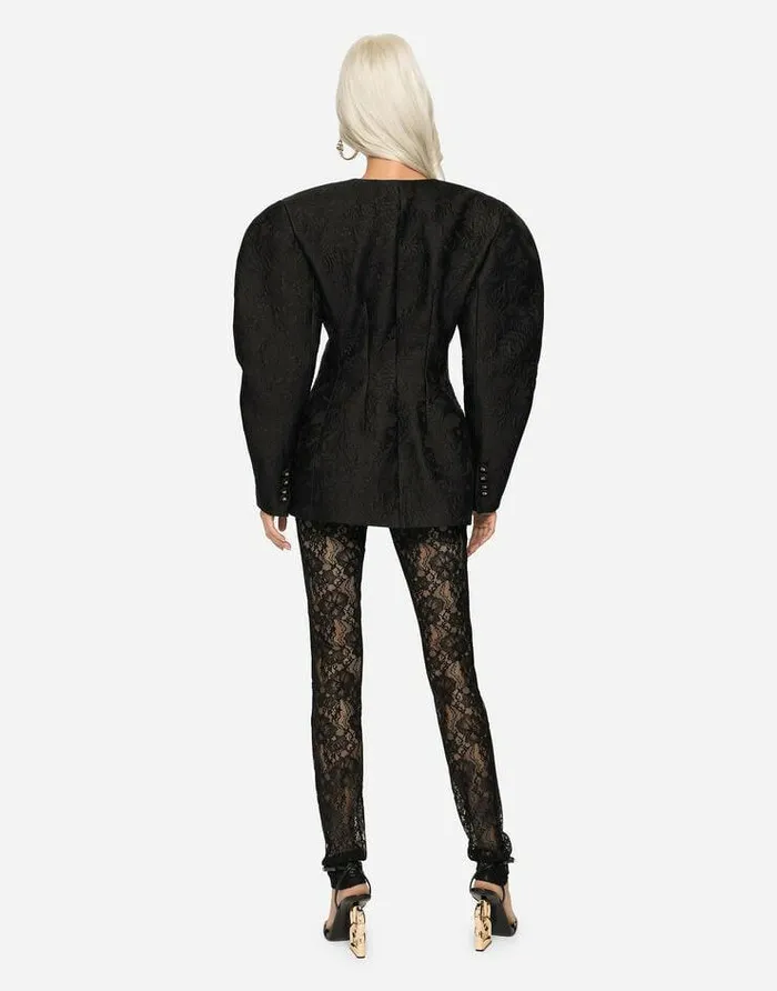 Dolce and Gabbana Blazers Women Floral Ramage Jacquard Jacket Black