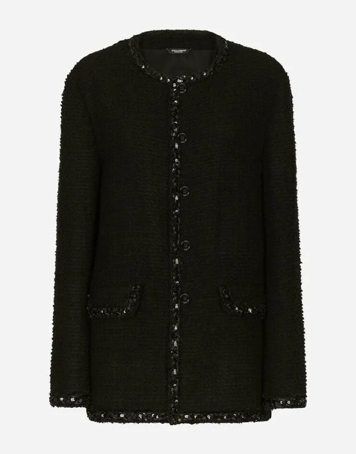 Dolce and Gabbana Blazers Women Singlebreasted Boucl Jacket Black