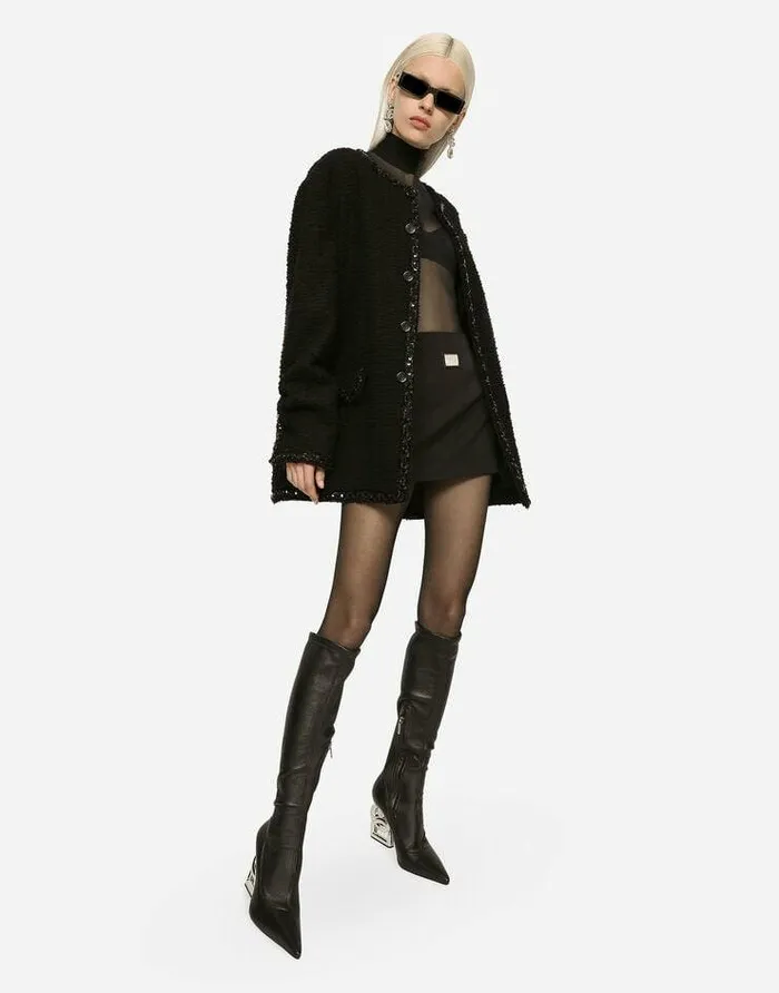 Dolce and Gabbana Blazers Women Singlebreasted Boucl Jacket Black Dolce and Gabbana Blazers Women Singlebreasted Boucl Jacket Black