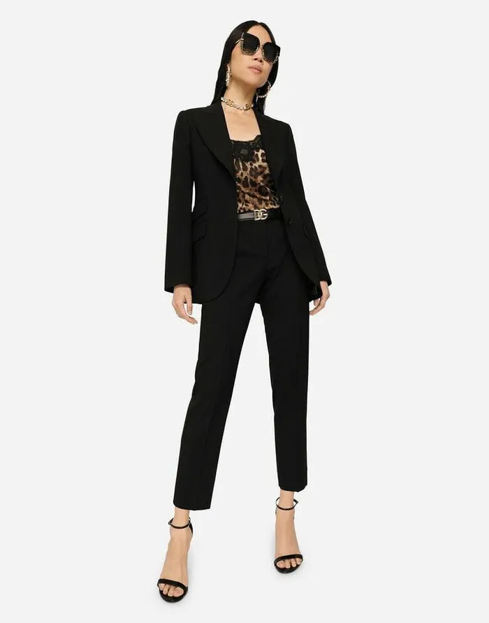 Dolce and Gabbana Blazers Women Singlebreasted Woolen Turlington Blazer Black Dolce and Gabbana Blazers Women Singlebreasted Woolen Turlington Blazer Black