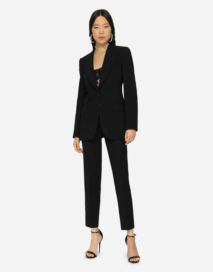 Dolce and Gabbana Blazers Women Singlebreasted Woolen Turlington Blazer Black Dolce and Gabbana Blazers Women Singlebreasted Woolen Turlington Blazer Black