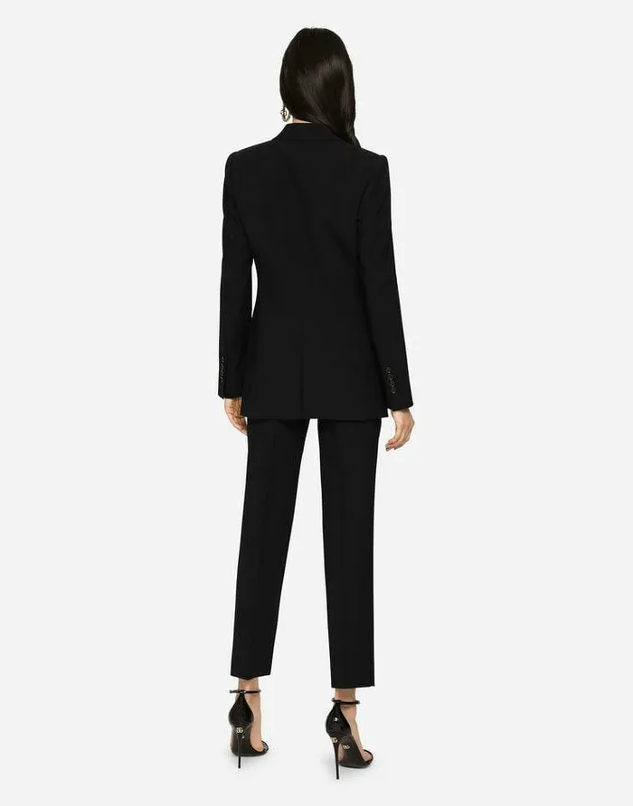 Dolce and Gabbana Blazers Women Singlebreasted Woolen Turlington Blazer Black Dolce and Gabbana Blazers Women Singlebreasted Woolen Turlington Blazer Black