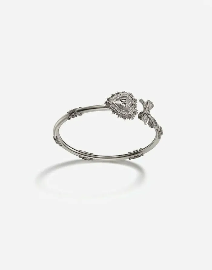 Dolce and Gabbana Bracelets Women Devotion Bracelet In White Gold With Diamonds White Gold