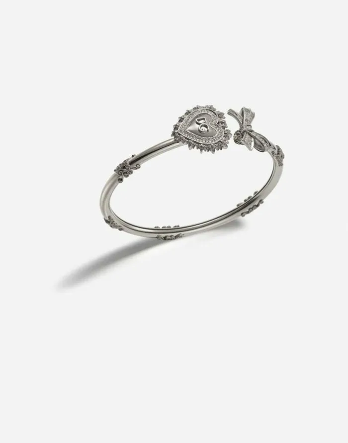 Dolce and Gabbana Bracelets Women Devotion Bracelet In White Gold With Diamonds White Gold