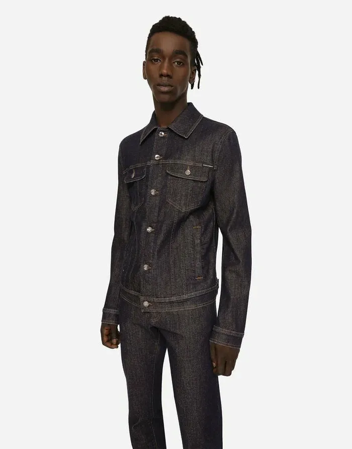 Dolce and Gabbana Coats And Jackets Men Blue Stretch Denim Jacket Multicolor Dolce and Gabbana Coats And Jackets Men Blue Stretch Denim Jacket Multicolor