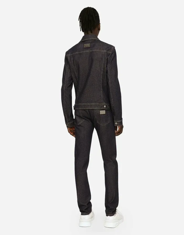 Dolce and Gabbana Coats And Jackets Men Blue Stretch Denim Jacket Multicolor Dolce and Gabbana Coats And Jackets Men Blue Stretch Denim Jacket Multicolor